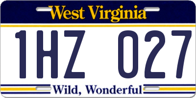 WV license plate 1HZ027