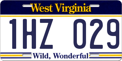 WV license plate 1HZ029