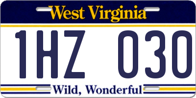 WV license plate 1HZ030
