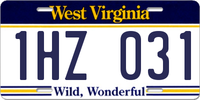 WV license plate 1HZ031