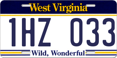 WV license plate 1HZ033
