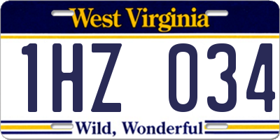 WV license plate 1HZ034