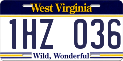 WV license plate 1HZ036