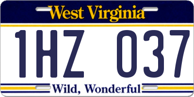 WV license plate 1HZ037