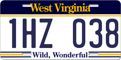 WV license plate 1HZ038