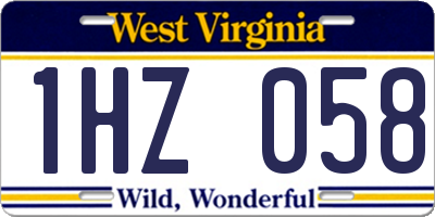 WV license plate 1HZ058