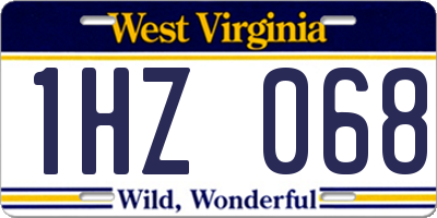 WV license plate 1HZ068