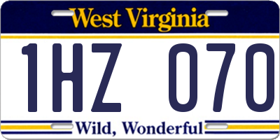 WV license plate 1HZ070