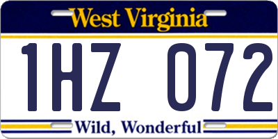 WV license plate 1HZ072