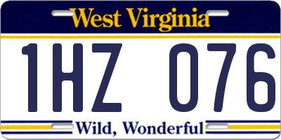 WV license plate 1HZ076