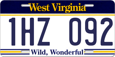 WV license plate 1HZ092