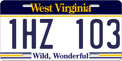 WV license plate 1HZ103