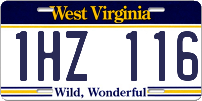 WV license plate 1HZ116