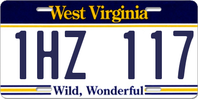 WV license plate 1HZ117