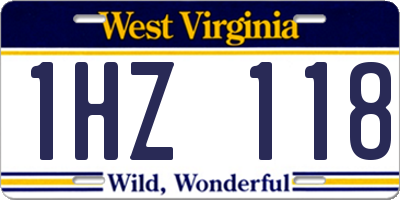 WV license plate 1HZ118