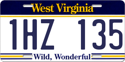 WV license plate 1HZ135