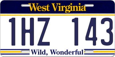 WV license plate 1HZ143