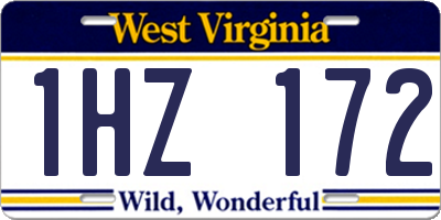 WV license plate 1HZ172