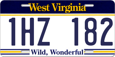 WV license plate 1HZ182