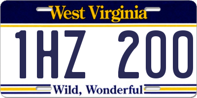 WV license plate 1HZ200