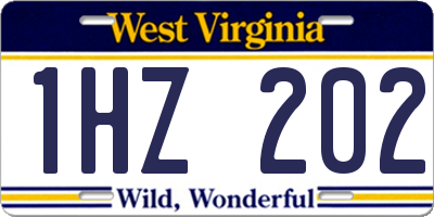 WV license plate 1HZ202