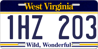 WV license plate 1HZ203
