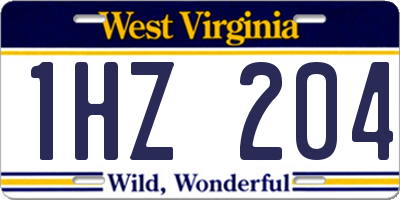 WV license plate 1HZ204