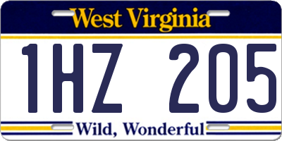 WV license plate 1HZ205