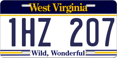 WV license plate 1HZ207
