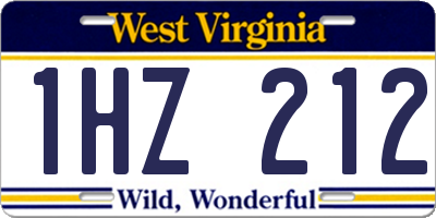 WV license plate 1HZ212