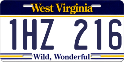 WV license plate 1HZ216
