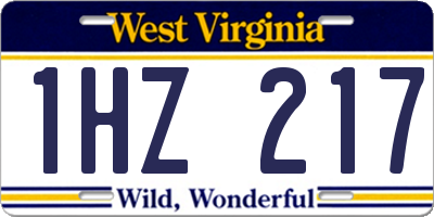 WV license plate 1HZ217