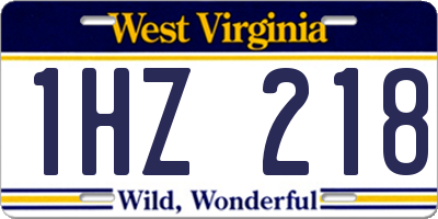 WV license plate 1HZ218