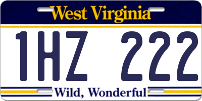 WV license plate 1HZ222