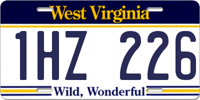 WV license plate 1HZ226