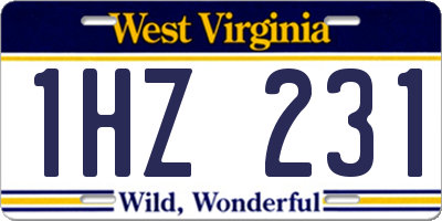 WV license plate 1HZ231