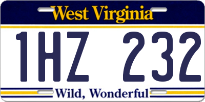 WV license plate 1HZ232