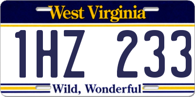 WV license plate 1HZ233