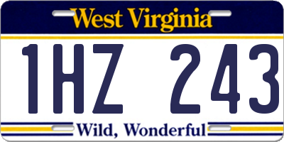 WV license plate 1HZ243