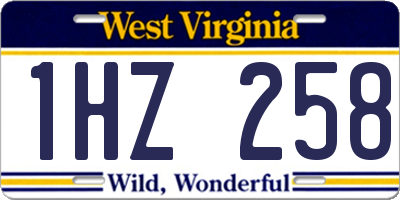 WV license plate 1HZ258