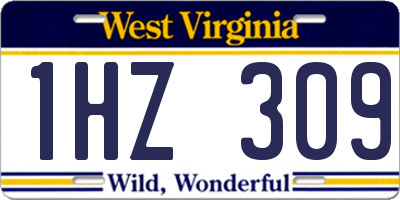 WV license plate 1HZ309