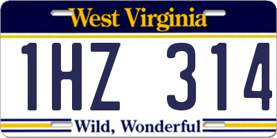 WV license plate 1HZ314