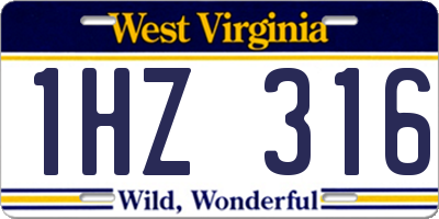 WV license plate 1HZ316