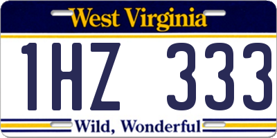 WV license plate 1HZ333
