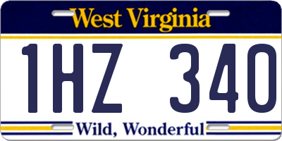 WV license plate 1HZ340