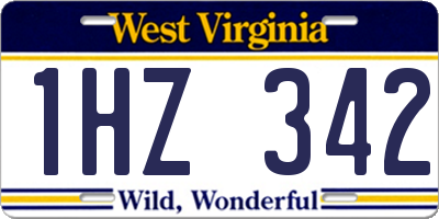 WV license plate 1HZ342