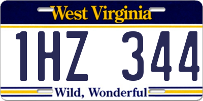 WV license plate 1HZ344