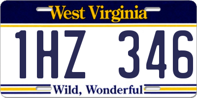 WV license plate 1HZ346