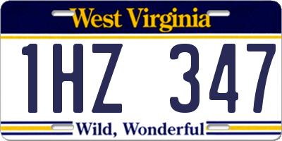 WV license plate 1HZ347