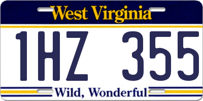 WV license plate 1HZ355